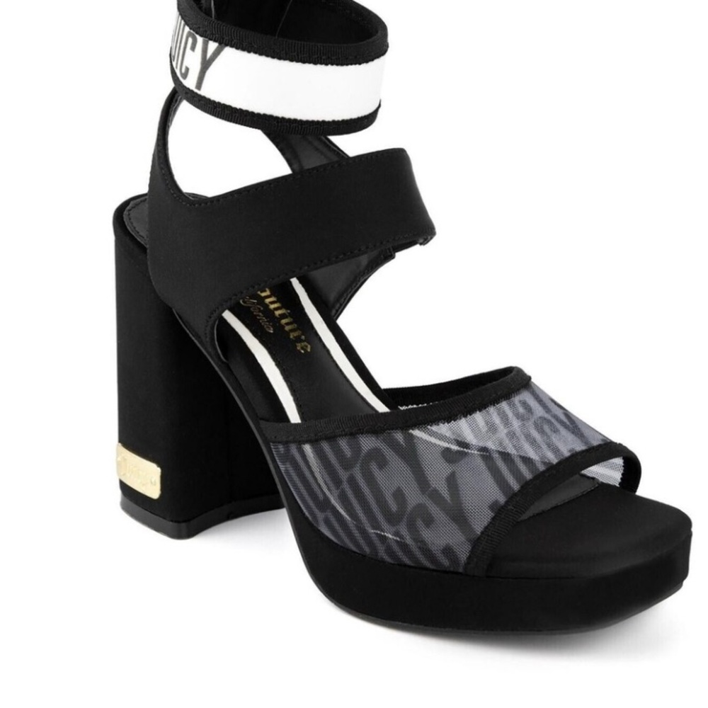 Juicy Couture  Women's Graciela Strappy Mesh Heels Sandals, Black, 8.5M